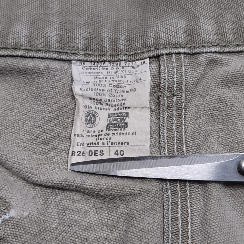 Vintage Carhartt Carpenter Short Men's 40x7.5 Gray B25 DES 90s Distressed - Picture 6 of 14